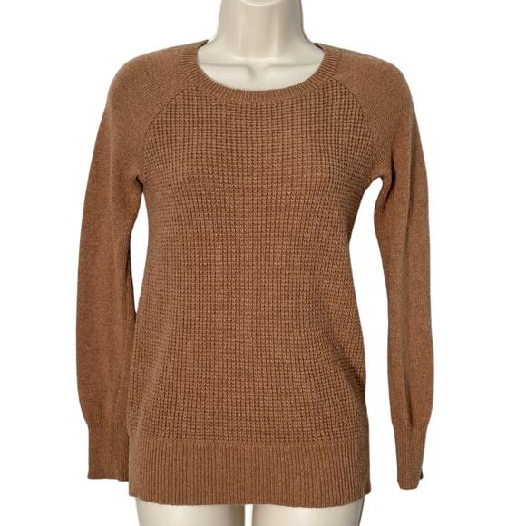 J.Crew Waffle Knit Round Neck Sweater Brown Size XS - Picture 1 of 6